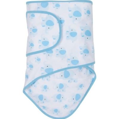 Miracle Blanket 15847 Elephants With Blue Trim Baby Swaddle Blanket 