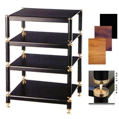 VTI Manufacturing BL404GC 4 Gold Capspike Black Poles 4 Cherry Shelves AV Stand 