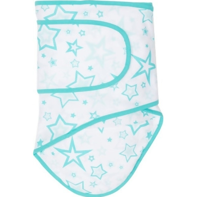 Miracle Blanket 15649 Aqua Stars With Aqua Trim Baby Swaddle Blanket 