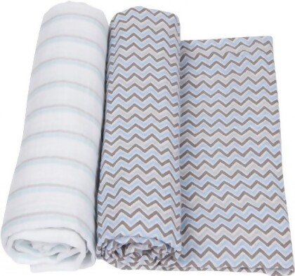 Miracle Blanket 20346 Blue With Gray Stripes Baby Swaddle Blanket