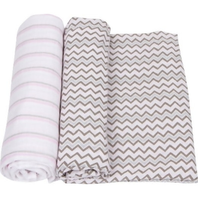 Miracle Blanket 20445 Pink With Gray Stripes Baby Swaddle Blanket 