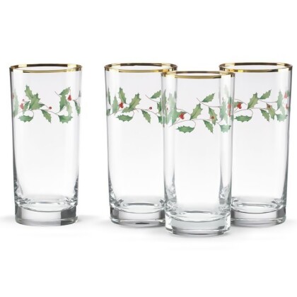 Lenox 849605 4 Piece Holiday Highball Glass Set 