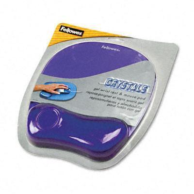 Fellowes 91441 Gel Crystals Mouse Pad with Wrist Rest Rubber Back 8 x 9-/4 Purple 
