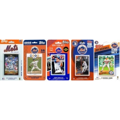 C & I Collectables METS511TS MLB New York Mets 5 Different Licensed Trading Card Team Sets 