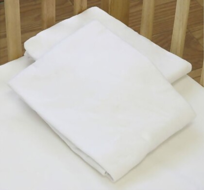 L A BABY 3004-WH Knitted Fitted Sheet For Compact Crib Natural 100% Cotton Fabric- White