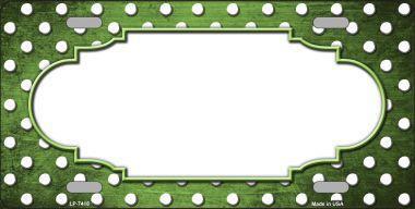 Smart Blonde LP-7418 Lime Green White Small Dots Scallop Print Oil Rubbed Metal Novelty License Plate 