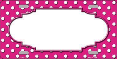 Smart Blonde LP-4351 Scallop Pink White Polka Dot Metal Novelty License Plate 