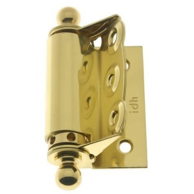 Idh By St Simons 80320 003 Solid Brass Half Surface Adjustable Spring Screen Door Hinges With Ball Finials Polished Brass