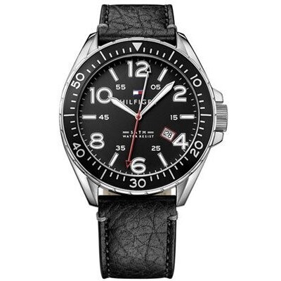 Tommy Hilfiger 1791131 Leather Mens Watch - Black Dial, Leather Strap 