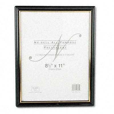 Nu-Dell 11880 EZ Mount Document Frame Plastic 8-1/2 x 11 Black/Gold 
