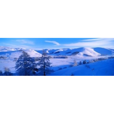 Panoramic Images PPI142180L Snow covered valley in winter Manor Valley Scottish Borders Scotland Poster Print by Panoramic Images - 36 x 12 