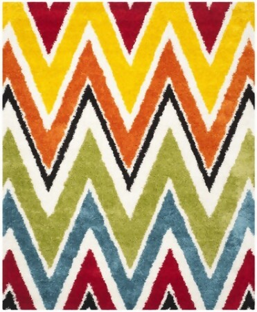 Safavieh SGK567A-8 Safavieh Kids Shag Power Loomed Rectangle Rug, Ivory - Multi, 8 x 10 ft. 