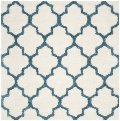 Safavieh SGK569C-7SQ Safavieh Kids Shag Power Loomed Square Rug, Ivory - Blue, 6 ft. 7 in. x 6 ft. 7 in. 