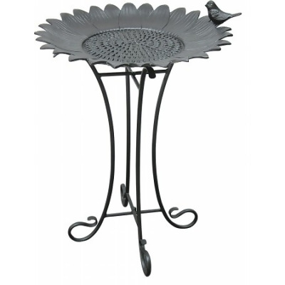 Innova Hearth & Home C874-27 Sunflower Birdbath with wrought Iron Stand Antique Black 