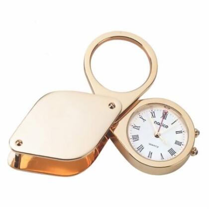 Natico Originals 10-875 Gold Tvl Alm With Magni Lth.Case 