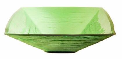 Novatto TIS-286G SAUNA Green Square Frosted Glass Vessel Sink 18.25 Inches Wide Green 