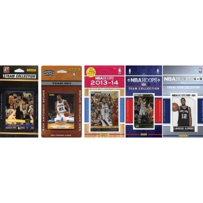 CandICollectables SPURS5TS NBA San Antonio Spurs 5 Different Licensed Trading Card Team Sets 