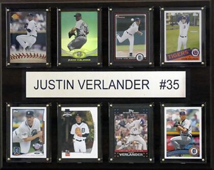 CandICollectables 1215VERLANE8C MLB 12 x 15 in. Justin Verlander Detroit Tigers 8-Card Plaque