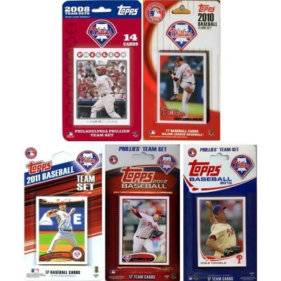 CandICollectables PHILS513TS MLB Philadelphia Phillies 5 Different Licensed Trading Card Team Sets 