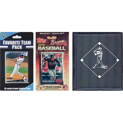 CandICollectables 2015BRAVESTSC MLB Atlanta Braves Licensed 2015 Topps Team Set & Favorite Player Trading Cards Plus Storage Album 