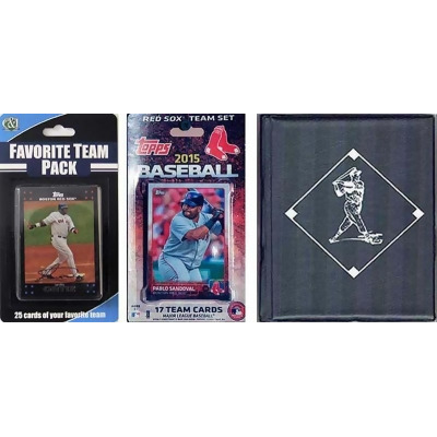 CandICollectables 2015REDSOXTSC MLB Boston Red Sox Licensed 2015 Topps Team Set & Favorite Player Trading Cards Plus Storage Album 