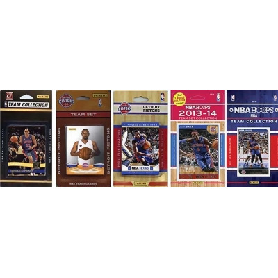 CandICollectables PISTONS514TS NBA Detroit Pistons 5 Different Licensed Trading Card Team Sets 