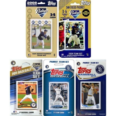 CandICollectables PADRES513TS MLB San Diego Padres 5 Different Licensed Trading Card Team Sets 