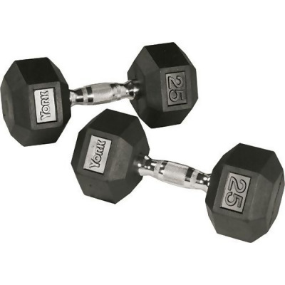 York Barbell 34056 Rubber Hex Dumbbell with Chrome Ergo Handle - 17.5 lbs 