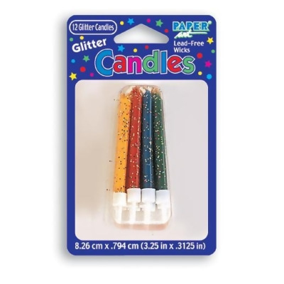 Creative Converting Assorted Primary Colored Glitter Candles - 72 Count 