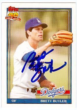 Brett Butler Autographed Baseball Card Los Angeles Dodgers 1991 Topps No 15t Traded Set From Unbeatablesale At Shop Com