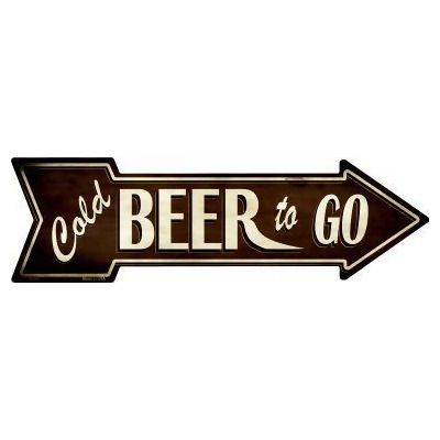 Smart Blonde A-321 5 x 17 in. Cold Beer To Go Novelty Metal Arrow Sign 