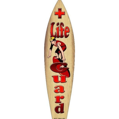 Smart Blonde SB-071 17 x 4.5 in. Life Guard on Surf Board Metal Novelty Surf Board Sign 