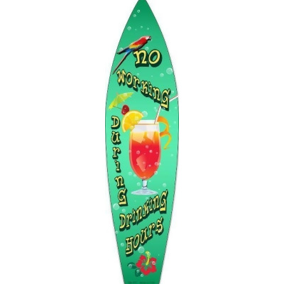 Smart Blonde SB-051 17 x 4.5 in. Drinking Hours Metal Novelty Surf Board Sign 