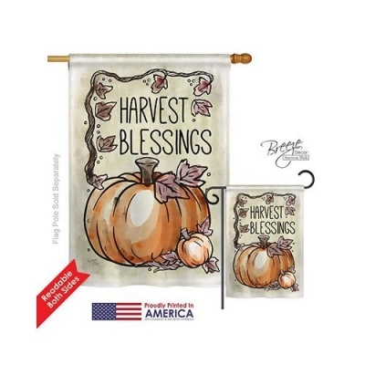 Breeze Decor 13053 Thanksgiving Harvest Blessings 2-Sided Vertical Impression House Flag - 28 x 40 in. 