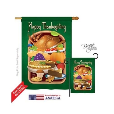 Breeze Decor 13039 Thanksgiving Thanksgiving Feast 2-Sided Vertical Impression House Flag - 28 x 40 in. 