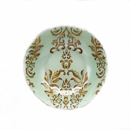Red Pomegranate 5943-6 Damask 7.5 in. Turquoise & Gold Bowl - Set of 4 
