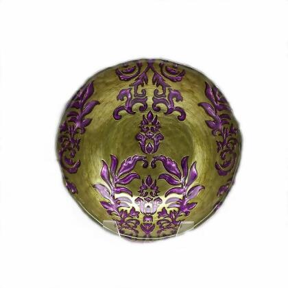 Red Pomegranate 5943-8 Damask 7.5 in. Green Purple Bowl - Set of 4 