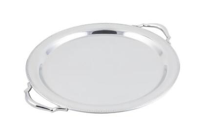 Bon Chef 61335 15 in. dia. Round Tray with Handle & Etching & Bead Border 