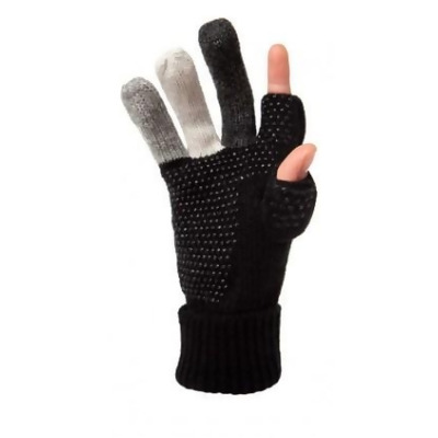 Freehands 2212B Multi Color Fingers Wool Knit Texting Gloves - Black 