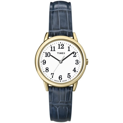 Timex T2N9549J Women South Street Blue Croco Pattern Leather Strap Watch 