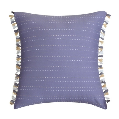 Chic Home LBDP0754-US 100 Percentage Cotton 200 Thread Count Purple & Embroidery Stich Fringed Decorative Pillow - Gold & Lavender - 16 x 16 in. 