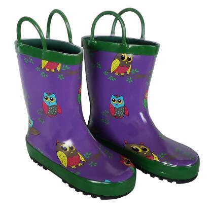 Foxfire FOX-600-74-9 Childrens Purple Owl Rain Boot - Size 9