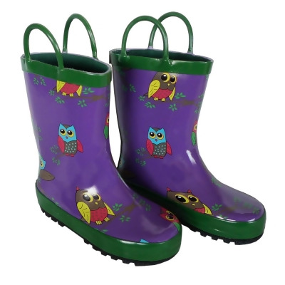 Foxfire FOX-600-74-1 Childrens Purple Owl Rain Boot - Size 1 