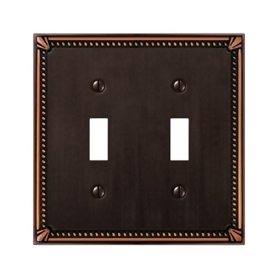 Amertac Holdings 74TTDB Wallplate Imperial Bead 2 Toggle Aged Bronze 