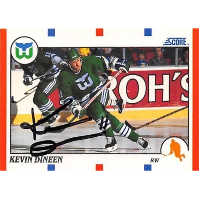 Autograph Warehouse 248962 Kevin Dineen Autographed Hockey Card - Hartford Whalers NHL 1990 Score - No. 212 