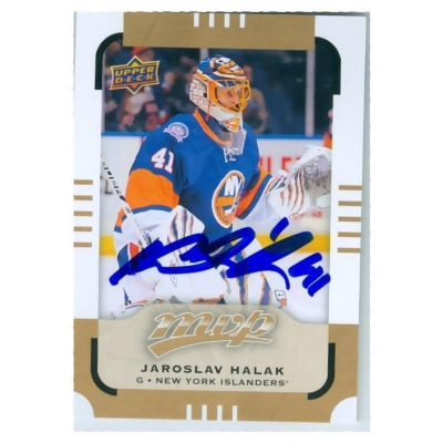 Autograph Warehouse 249003 Jaroslav Halak Autographed Hockey Card - New York Islanders NHL SC Slovakia 2015 Upper Deck MVP - No. 88 