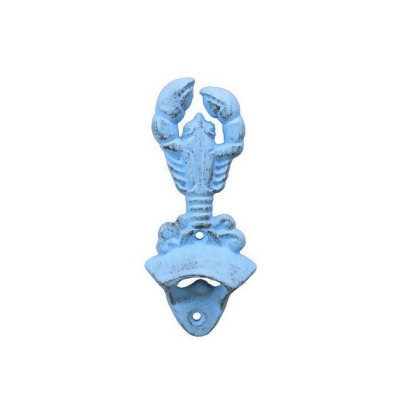 Handcrafted Model Ships K-9113-solid-light-blue 6 in. Rustic Light Blue Cast Iron Wall Mounted Lobster Bottle Opener 