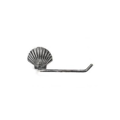 Handcrafted Model Ships K-9211-silver 10 in. Antique Cast Iron Shell Toilet Paper Holder - Silver 