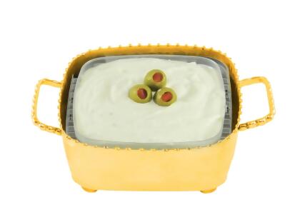 Classic Touch MDLC78G 1.75 x 4.5 x 4.5 in. Small Gold Beaded Square Container Bowl with Spoon 