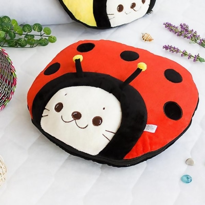 TB-CB005-RED-39.4by59.1 Sirotan - Ladybug Red Blanket Pillow Cushion / Travel Pillow Blanket 